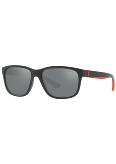 Ralph Lauren Polo Polo Ralph Lauren Sunglasses, PH4142 57 - MATTE BLACK / SILVER MIRROR