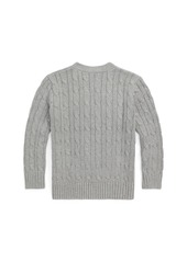 Ralph Lauren: Polo Polo Ralph Lauren Toddler and Little Boys Cable-Knit Cotton V-Neck Cardigan Sweater - Andover Heather