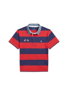 Ralph Lauren: Polo Polo Ralph Lauren Toddler and Little Boys Flag Striped Rugby Shirt - Evening Post Red, Boathouse Navy