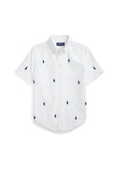 Ralph Lauren: Polo Polo Ralph Lauren Toddler and Little Boys Polo Pony Oxford Short-Sleeve Shirt - White, Navy C