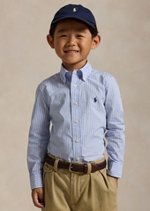 Ralph Lauren: Polo Polo Ralph Lauren Toddler and Little Boys Striped Cotton Poplin Shirt - Blue