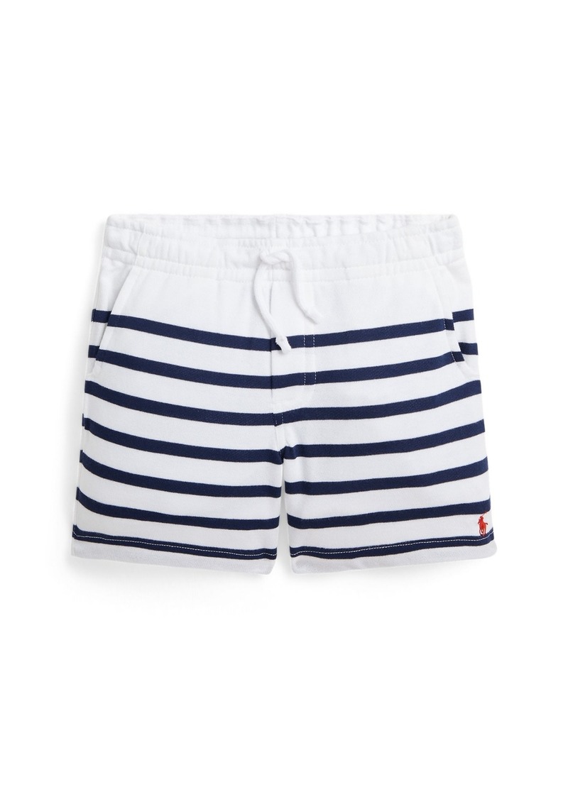 Ralph Lauren: Polo Polo Ralph Lauren Toddler and Little Boys Striped Spa Terry Drawstring Shorts - White, Spring Navy