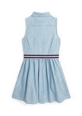 Ralph Lauren: Polo Polo Ralph Lauren Toddler and Little Girls Belted Cotton Chambray Shirtdress - Medium Wash