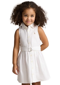 Ralph Lauren: Polo Polo Ralph Lauren Toddler and Little Girls Belted Cotton Oxford Shirtdress - BSR White