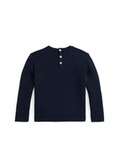 Ralph Lauren: Polo Polo Ralph Lauren Toddler and Little Girls Big Pony Cotton Sweater - RL Navy W/ College Pink