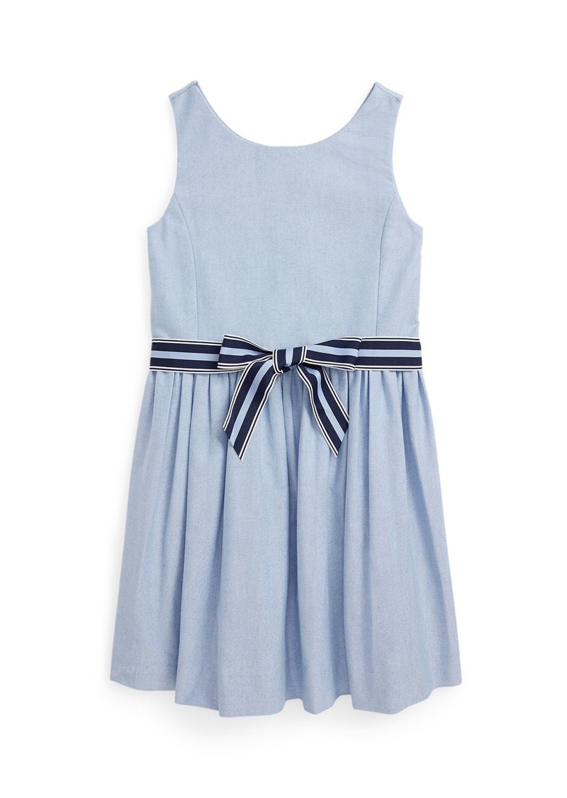 Ralph Lauren: Polo Polo Ralph Lauren Toddler and Little Girls Cotton Oxford Dress - Blue Hyacinth