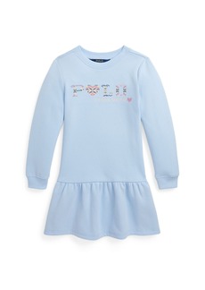 Ralph Lauren: Polo Polo Ralph Lauren Toddler and Little Girls Fair Isle Logo Fleece Dress - Office Blue