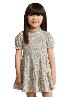 Ralph Lauren: Polo Polo Ralph Lauren Toddler and Little Girls Floral Smocked Cotton Jersey Dress - Beneda Floral Pink, Vista Blue
