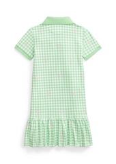 Ralph Lauren: Polo Polo Ralph Lauren Toddler and Little Girls Gingham Pony Mesh Polo Dress - Gingham Lime with Pink