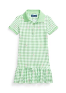 Ralph Lauren: Polo Polo Ralph Lauren Toddler and Little Girls Gingham Pony Mesh Polo Dress - Gingham Lime with Pink