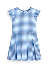 Ralph Lauren: Polo Polo Ralph Lauren Toddler and Little Girls Gingham Ruffled Ponte Fit and Flare Dress - Gingham Blue