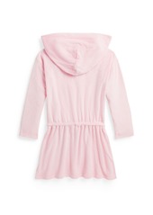 Ralph Lauren: Polo Polo Ralph Lauren Toddler and Little Girls Hooded Terry Cover-Up Swimsuit - Hint of Pink with White