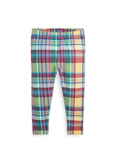 Ralph Lauren: Polo Polo Ralph Lauren Toddler and Little Girls Madras-Print Stretch Jersey Legging Pants - Sunshine Madras with Bright Pink