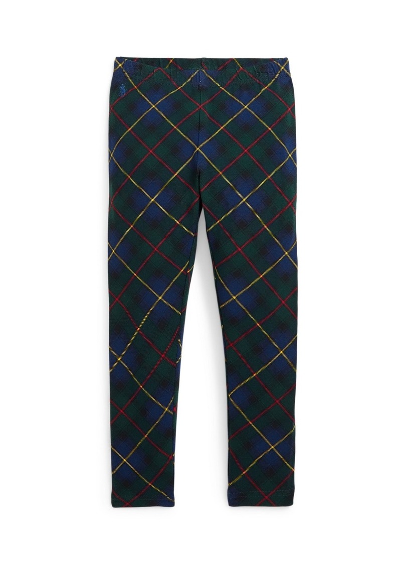 Ralph Lauren: Polo Polo Ralph Lauren Toddler And Little Girls Plaid Stretch Jersey Legging - Polo Tartan On Bias With Navy