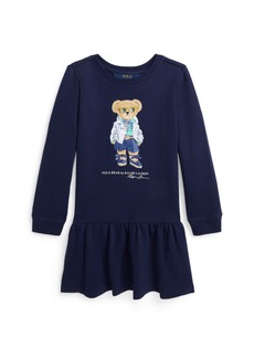 Ralph Lauren: Polo Polo Ralph Lauren Toddler and Little Girls Polo Bear Fleece Dress - Newport Navy