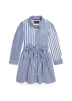 Ralph Lauren: Polo Polo Ralph Lauren Toddler and Little Girls Striped Cotton Poplin Fun Shirtdress - Royal White Stripe