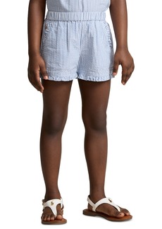 Ralph Lauren: Polo Polo Ralph Lauren Toddler and Little Girls Striped Ruffled Cotton Seersucker Shorts - Blue White