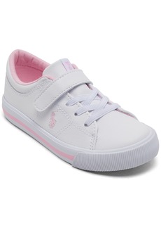 Ralph Lauren: Polo Polo Ralph Lauren Toddler Girls Elmwood Adjustable Strap Closure Casual Sneakers from Finish Line - White, Light Pink