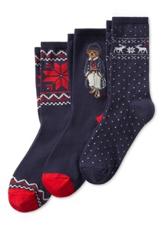 Ralph Lauren: Polo Polo Ralph Lauren Women's 3-Pk. Naval Bear Socks - Assorted