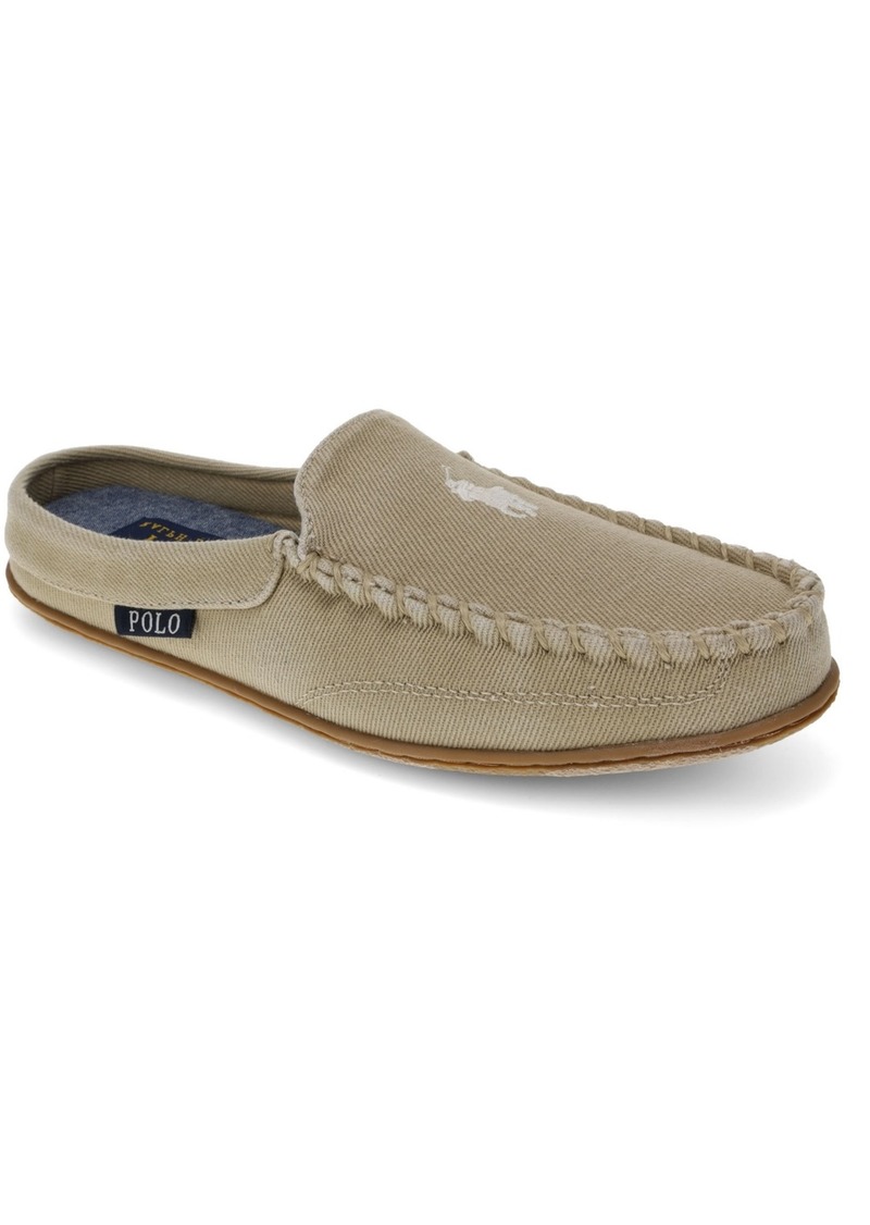 Ralph Lauren: Polo Polo Ralph Lauren Women's Collins Washed Twill Fabric Moccasin Mule Slippers - Khaki