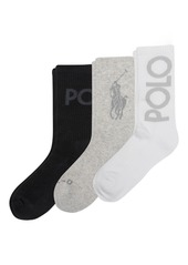 Ralph Lauren: Polo Polo Ralph Lauren womens Classic Sport Tonal Logo Crew Socks - 3 Pair Pack - Cushioned Cotton Comfort