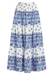 Ralph Lauren: Polo Printed Cotton Maxi Skirt