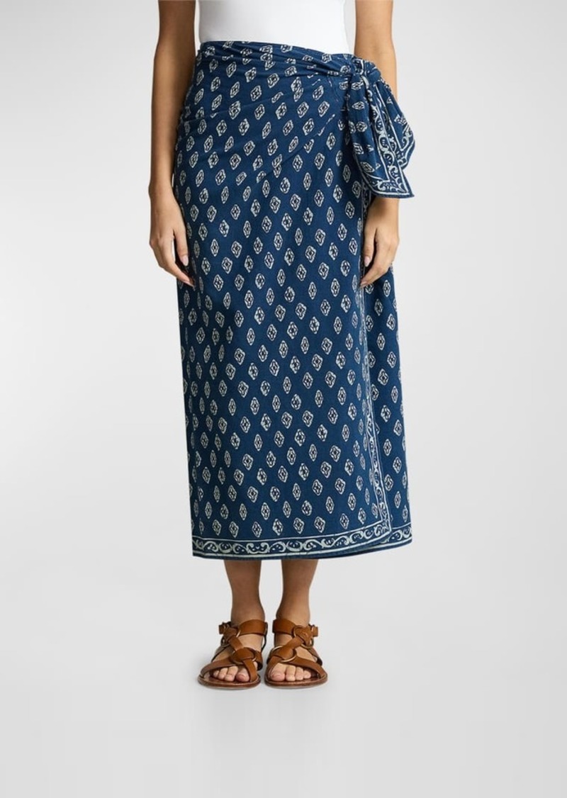 Ralph Lauren: Polo Printed Cotton Wrap Skirt