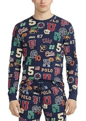 Ralph Lauren Polo Printed Waffle Long Sleeve Crew with All Over Print