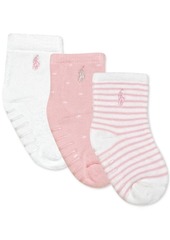 Ralph Lauren: Polo Ralph Lauren Baby Girls 3-Pack Cushioned Crew Socks