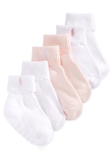 Ralph Lauren: Polo Ralph Lauren Baby Girls Low Cut Logo Socks, Pack of 3 - White/Pink