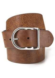 Ralph Lauren Polo Polo Ralph Lauren Distressed Leather Belt with Dull Nickle Centerbar Buckle