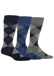 Ralph Lauren Polo Ralph Lauren Men's Socks, Dress Argyle Crew 3 Pack Socks - Navy/grey