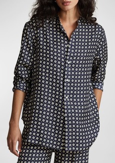 Ralph Lauren: Polo Relaxed-Fit Geo-Motif Silk Shirt