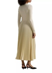 Ralph Lauren: Polo Rib-Knit Pleated Combo Midi-Dress