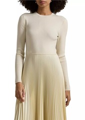 Ralph Lauren: Polo Rib-Knit Pleated Combo Midi-Dress