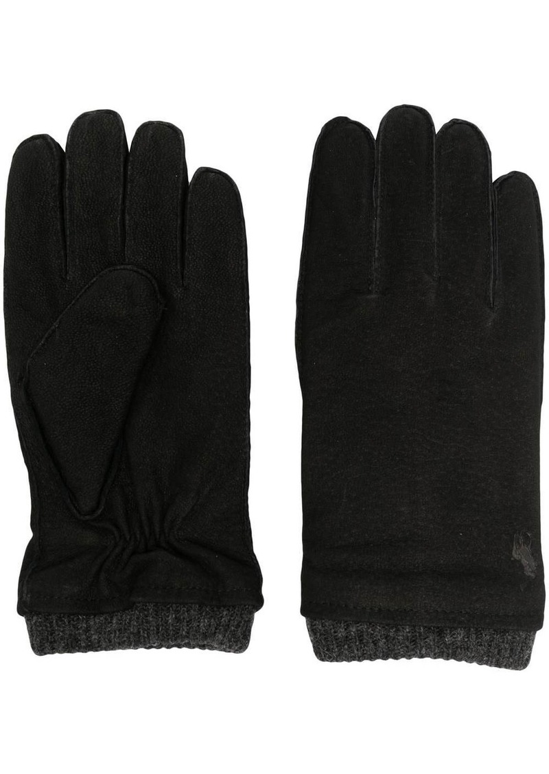 Ralph Lauren Polo ribbed-trim leather gloves