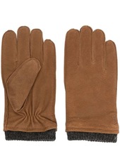 Ralph Lauren Polo ribbed-trim leather gloves