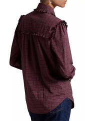 Ralph Lauren: Polo Ruffled Plaid Cotton Long-Sleeve Shirt