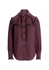 Ralph Lauren: Polo Ruffled Plaid Cotton Long-Sleeve Shirt