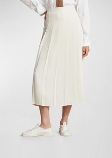 Ralph Lauren: Polo Satin Pleated A-Line Midi Skirt