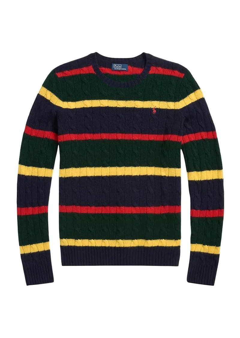 Ralph Lauren: Polo Striped Cable-Knit Wool-Cashmere Sweater