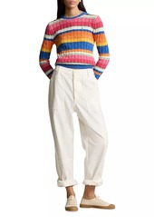 Ralph Lauren: Polo Striped Cotton Cable-Knit Sweater