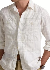 Ralph Lauren Polo Textured Patchwork Cotton-Linen Shirt