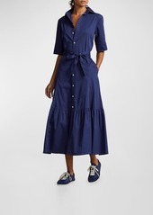 Ralph Lauren: Polo Tiered Cotton Midi Shirtdress