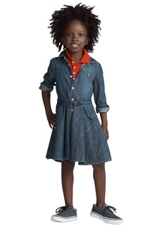 Ralph Lauren: Polo Toddler and Little Girls Belted Cotton Chino Shirtdress - Indigo