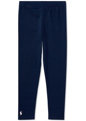 Ralph Lauren: Polo Toddler and Little Girls Stretch Embroidered Pony Stretch Cotton Leggings - French Navy