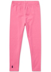 Ralph Lauren: Polo Toddler and Little Girls Stretch Embroidered Pony Stretch Cotton Leggings - Baja Pink