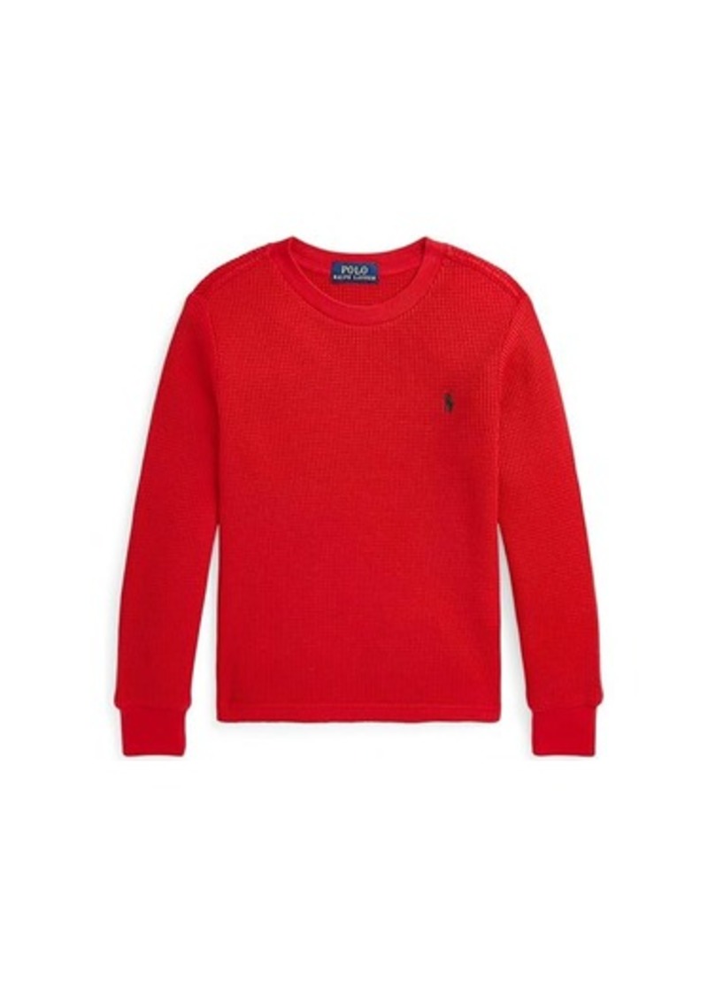 Ralph Lauren: Polo Waffle-Knit Cotton Long Sleeve Tee (Toddler/Little Kids)