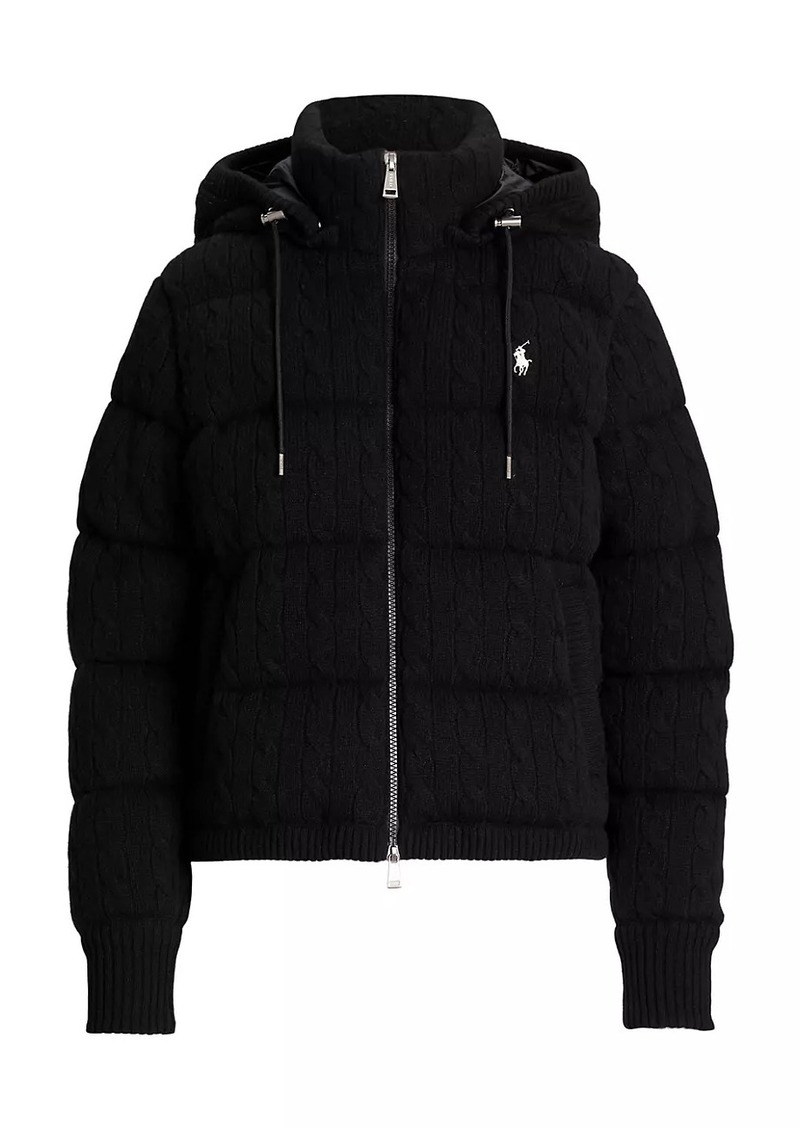 Ralph Lauren: Polo Wool-Blend Cable-Knit Down Coat