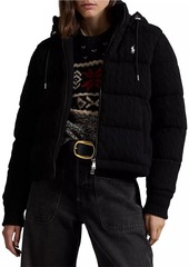 Ralph Lauren: Polo Wool-Blend Cable-Knit Down Coat